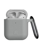 U by UAG [U] DOT Soft-Touch siliconen hoes Apple Airpods 2 (2019) / Apple Airpods 1 (2016) [Wireless Charging compatibel (LED zichtbaar), Lightning-aansluiting afdekking, karabijnhaak] grijs - thumbnail