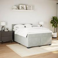 Boxspring met matras fluweel lichtgrijs 140x200 cm - thumbnail