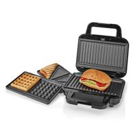 Multi grill | Grill / Sandwich / Waffle | 700 W | 22 x 12.5 cm | Automatische temperatuurregeling | Kunststof / Roestvrij Staal - thumbnail