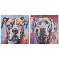 Schilderij Home ESPRIT Modern Hond 80 x 3 x 80 cm (2 Stuks) - thumbnail