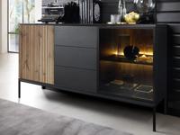 Dressoir DORIAN 2 deuren 3 lades grafiet zwart/wotan eik - thumbnail