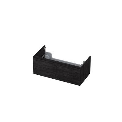 INK - Onderkast 1 Lade Greeploos met Houten Keerlijst - 900x450x350 Mm - Houtskool Eiken