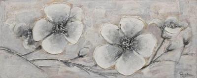 Schilderij - Handgeschilderd - Grijze kersenbloesem 150x60cmx