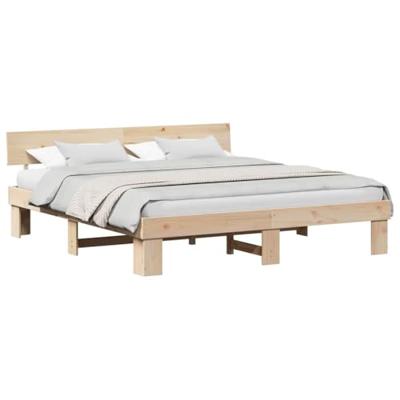 Bedframe met hoofdeinde Bruin 200 x 200 cm Massief grenenhout Bedframe met hoofdeinde Bruin 200 x 200 cm Massief grenenhout