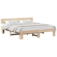 Bedframe met hoofdeinde Bruin 200 x 200 cm Massief grenenhout - thumbnail