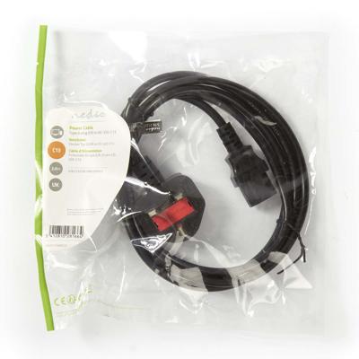 Nedis CEGP11100BK20 Voedingskabel Stekker Type G (vk) - Iec-320-c13 2,0 M Zwart