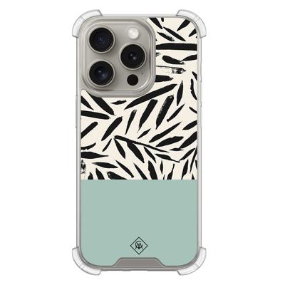 iPhone 15 Pro shockproof hoesje - Abstract mint palms iPhone 15 Pro shockproof hoesje - Abstract mint palms