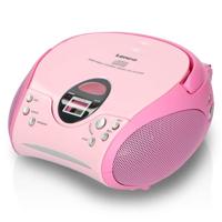 Lenco SCD-24 CD-speler voor kinderen, radio, stereo-installatie, Aux-in-hoofdtelefoonaansluiting, lcd-scherm, batterij en voeding - roze - thumbnail