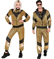 Disco Trainingspak 80&apos;s Reflecterend Goud Unisex - thumbnail