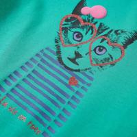 Kindershirt met lange mouwen kattenprint 92 felgroen - thumbnail
