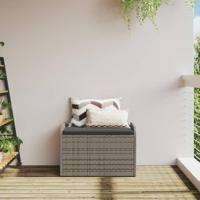 Opbergbankje met kussen 80x51x52 cm poly rattan grijs - thumbnail