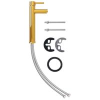 VidaXL Wastafel met kraan en pop-up afvoer gehard glas zwart - thumbnail