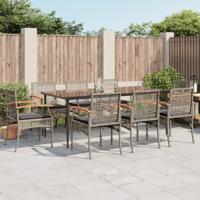 9-delige Tuinset met kussens poly rattan grijs - thumbnail