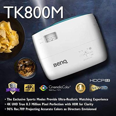 BenQ TK800 DLP projector (4K UHD, 3840 x 2160 pixels, HDR, 92% rec. 709, 3000 ANSI lumen, football mode, 10.000:1 contrast, HDMI)