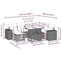 8-delige Loungeset met kussens poly rattan bruin - thumbnail