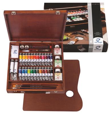 Van Gogh • olieverf kist expert met 24 kleuren in tubes van 20ml + 2 kleuren in tubes van 60ml + accessoires