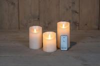 Anna&apos;s Collection LED kaars flame effect rustiek set 7.5 cm parel 3 stuks - thumbnail