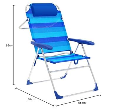 Marbueno Vouwstoel 5 Posities Aluminium met Kussen Blauwe Strepen Strand en Zwembad 67X66X99 cm 10246