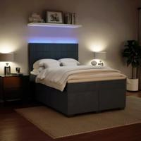 Boxspring met matras fluweel donkergrijs 140x200 cm - thumbnail