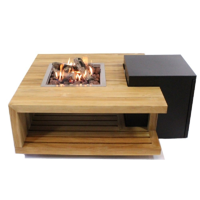 Enjoyfires: Vuurtafel Teakhout Vierkant - Zwart - thumbnail