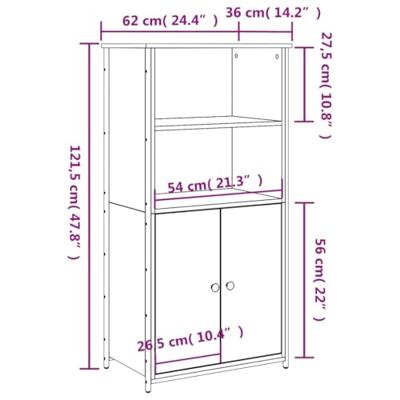 Hoge kast 62x36x121,5 cm bewerkt hout grijs sonoma Hoge kast 62x36x121,5 cm bewerkt hout grijs sonoma