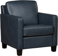 Blauwe leren landelijke fauteuil Smart - poot hout zwart - Granada leer Blue (blauw leer) - thumbnail