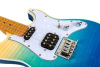 Flight Rock Series Pathfinder Tenor Transparent Blue elektrische solid body ukelele met gigbag - thumbnail