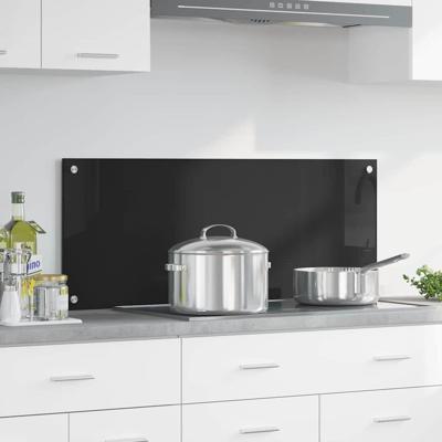 VidaXL Keuken achterwand zwart 100 x 40 cm gehard glas