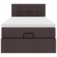 Ottoman bed met matras 90x190cm stof donkerbruin - thumbnail