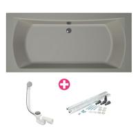 Xenz Robijn Duobad - 180x80x48 - afvoer Midden - acryl - cement 6987-06 - thumbnail