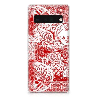 Silicone Back Case Google Pixel 6 Pro Angel Skull Rood Silicone Back Case Google Pixel 6 Pro Angel Skull Rood