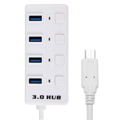 2 in 1 USB-C 3.1 / Type-C 4 poorten 10 GBPS HUB, Voor Tablet & mobiele telefoon & harde Diskwit