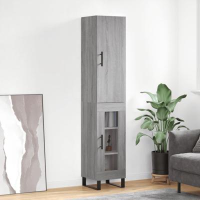 Hoge kast 34,5x34x180 cm bewerkt hout grijs sonoma eikenkleurig