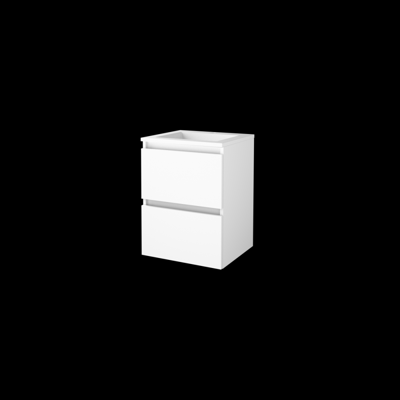 Basic-Line Start 46 Badkamermeubelset - 50 x 46 cm - Greeploos - 2 Lades - Acryl Wastafel - 1 Kraangat - Ice White