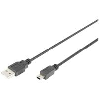 USB 2.0 aansluitkabel, type A - mini B (5pin) St/St, 3.0m, USB 2.0 compliant, bw - thumbnail