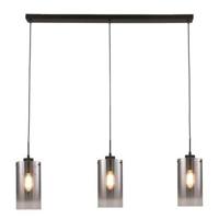 Freelight Hanglamp Ventotto 3 lichts L 100 cm rook glas zwart - thumbnail