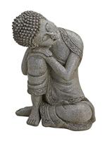 Boeddha zittend in grijs van poly, B14 x H20 cm - thumbnail