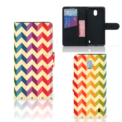 Nokia 1 Plus Telefoon Hoesje Zigzag Multi Color Nokia 1 Plus Telefoon Hoesje Zigzag Multi Color