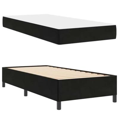 Bedframe met matras Zwart en Wit en Zwart 90 x 190 cm Fluweel