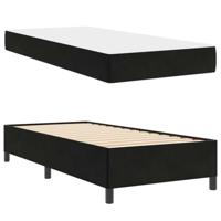 Bedframe met matras Zwart en Wit en Zwart 90 x 190 cm Fluweel - thumbnail