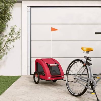 Hondenfietstrailer oxford stof en ijzer rood Hondenfietstrailer oxford stof en ijzer rood