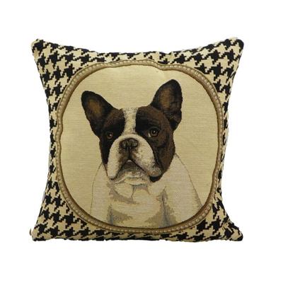 Gobelin 2-zijdig Kussen Pied de Poule Franse Bulldog (32 x 32 cm)