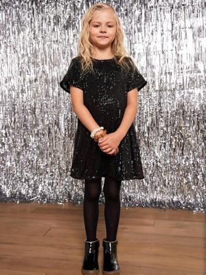 Meisjesjurk met pailletten kerst capsule moeder-dochter zwart Meisjesjurk met pailletten kerst capsule moeder-dochter zwart