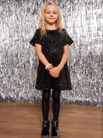 Meisjesjurk met pailletten kerst capsule moeder-dochter zwart - thumbnail