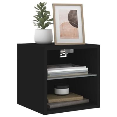 Tv-wandmeubels met LED-verlichting 2 st 30x28,5x30 cm zwart Tv-wandmeubels met LED-verlichting 2 st 30x28,5x30 cm zwart