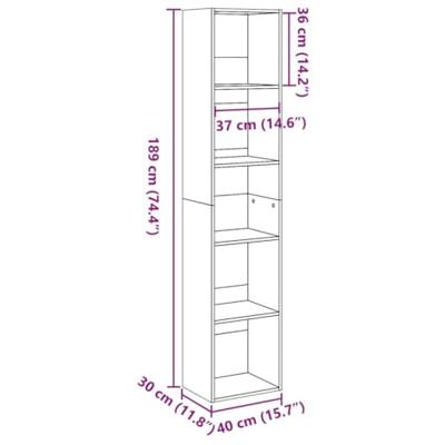 Boekenkast 40x30x189 cm bewerkt hout artisanaal eikenkleurig