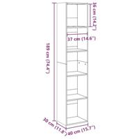 Boekenkast 40x30x189 cm bewerkt hout artisanaal eikenkleurig - thumbnail