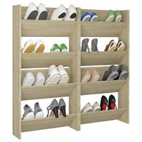 VidaXL Wandschoenenkasten 4 st 60x18x60 cm bewerkt hout sonoma eiken - thumbnail