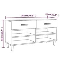 Schoenenkast 102x35x55 cm bewerkt hout zwart - thumbnail