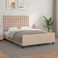 Bedframe met hoofdbord kunstleer cappucinnokleurig 140x190 cm - thumbnail
